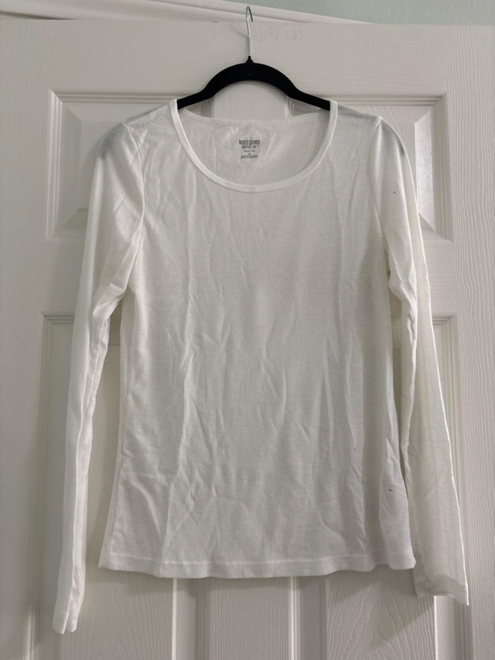 Massimo White Long-Sleeve Scoop Neck Tee